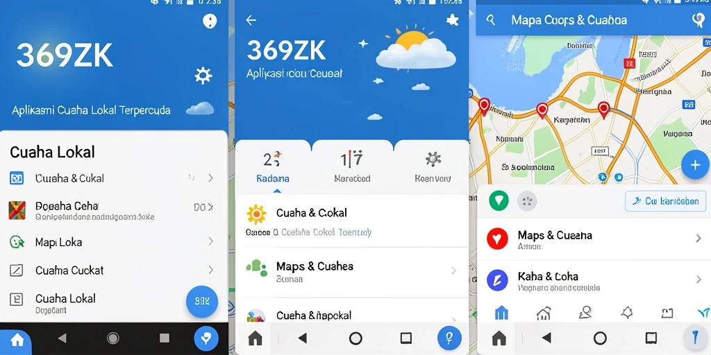 Tampilan antarmuka aplikasi Cuaca Lokal 369ZK yang modern dan informatif.