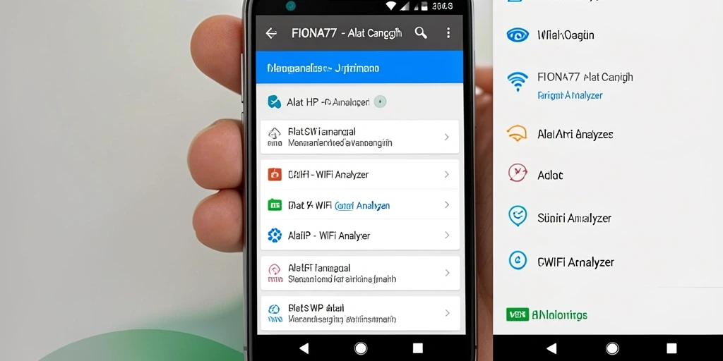 Tampilan antarmuka FIONA77 yang menampilkan analisis jaringan WiFi.