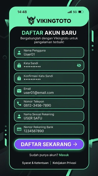 Tampilan halaman daftar vikingtoto